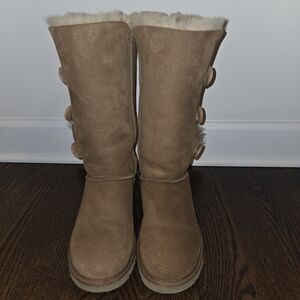 UGG Bailey Triple Button Tan Shearling-Lined Winter Boots